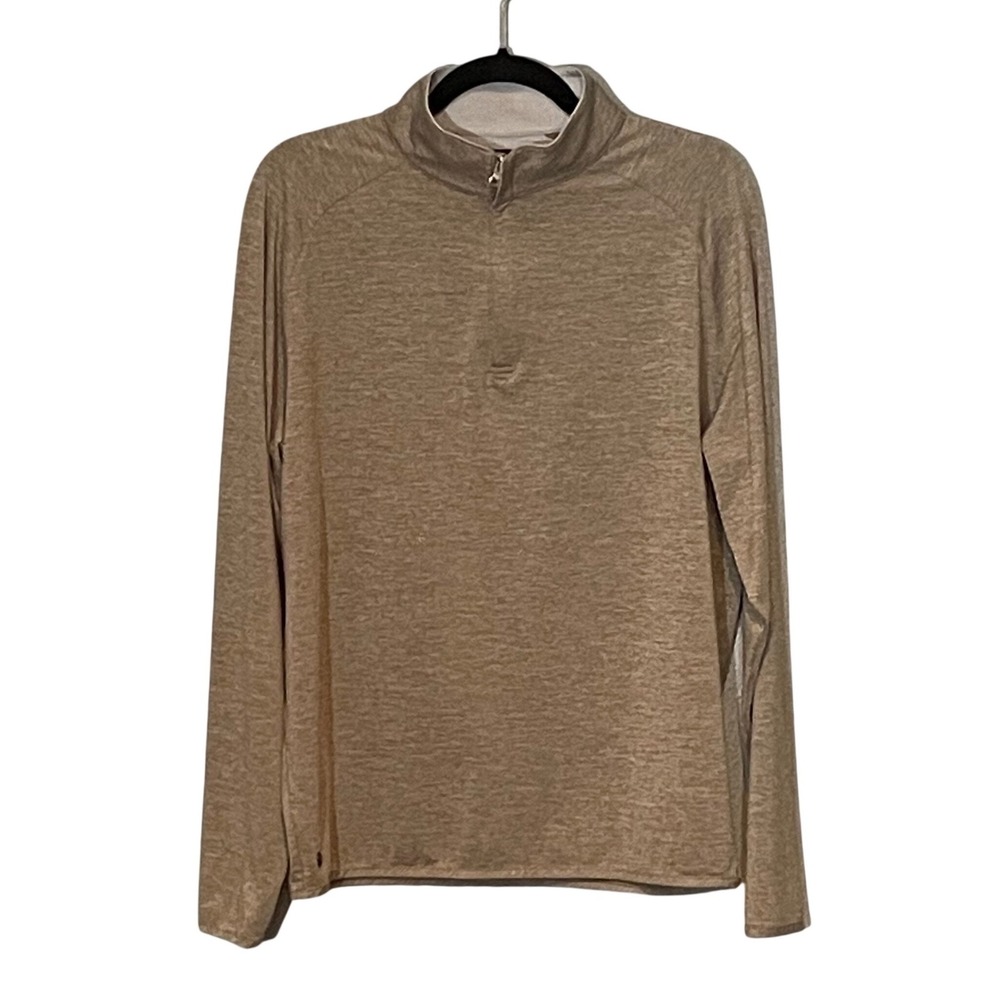 Peter Millar Crown Crafted Men M Tan Heathered Quarter Zip Pullover Quiet Luxury